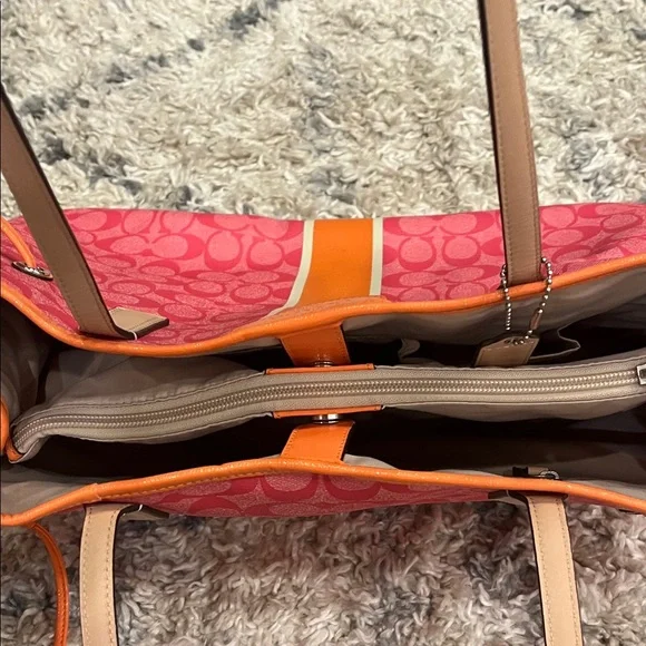 Coach Vibrant Pink and Orange Signature Tote - Picture 5 of 7